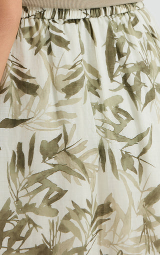 Terracotta Bamboo Leaf Tiered Maxi Skirt