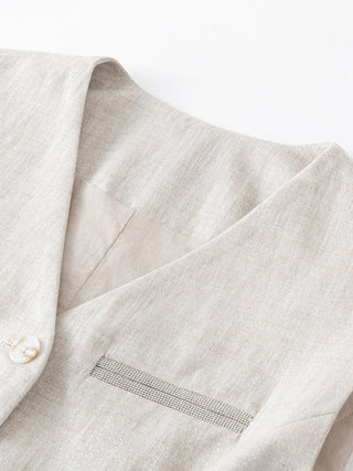Linen Blend Vest with Silver-Toned Trim