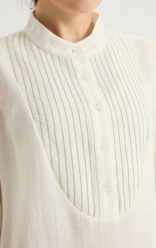 Beaded Pinstripe 100% Wool Blouse