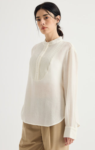 Beaded Pinstripe 100% Wool Blouse