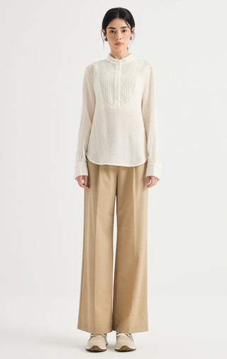 Beaded Pinstripe 100% Wool Blouse
