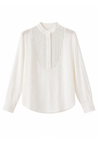 Beaded Pinstripe 100% Wool Blouse