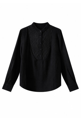 Beaded Pinstripe 100% Wool Blouse