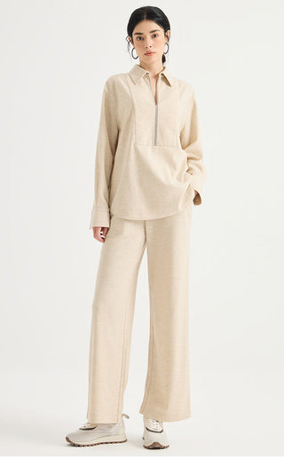 Australian Wool Crystal-Trim Blouse