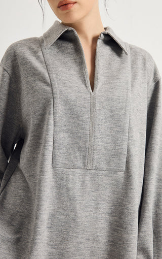 Australian Wool Crystal-Trim Blouse