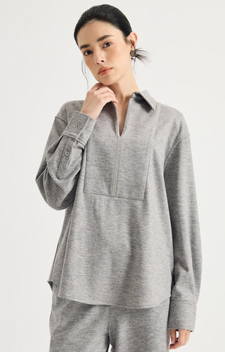Australian Wool Crystal-Trim Blouse