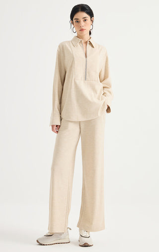 Australian Wool Wide-Leg Drawstring Pants