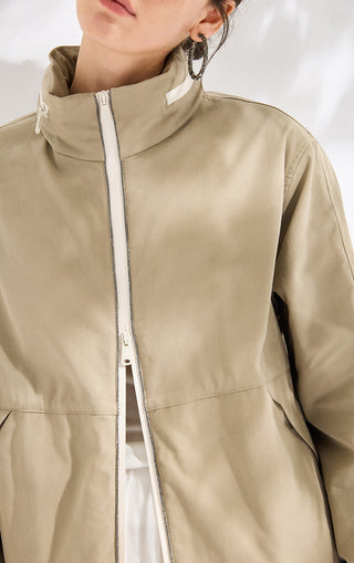 Hooded Jacket with Silver Beaded Detail