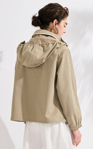 Hooded Jacket with Silver Beaded Detail