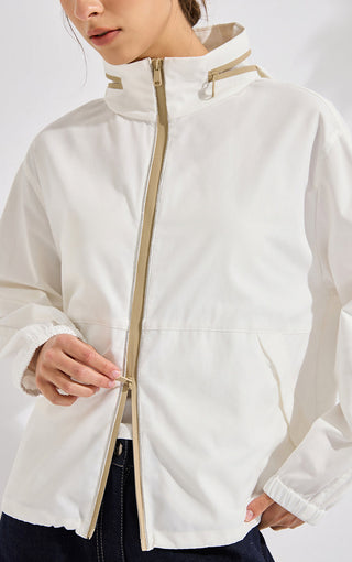 Hooded Jacket with Silver Beaded Detail