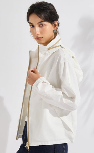 Hooded Jacket with Silver Beaded Detail