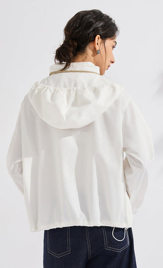 Hooded Jacket with Silver Beaded Detail