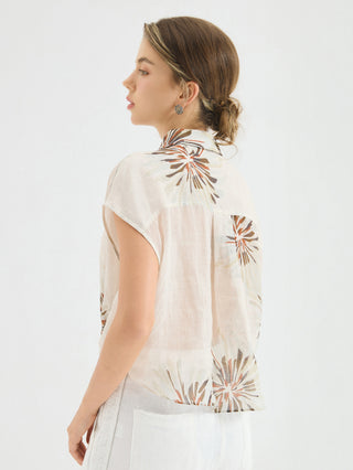 Floral Ramie Sleeveless Blouse