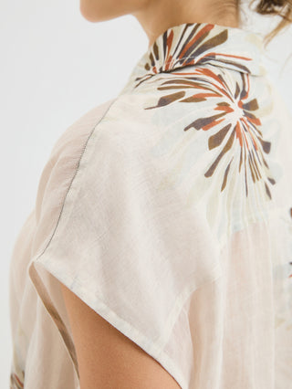 Floral Ramie Sleeveless Blouse