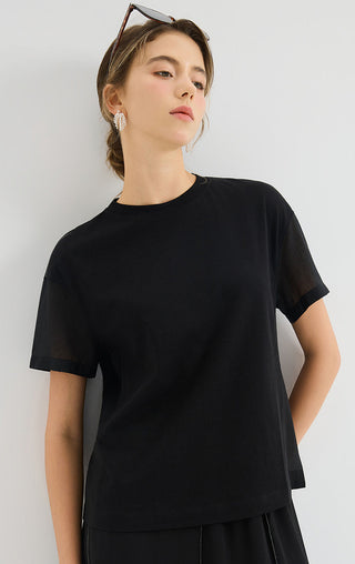 Cottn Blend Relaxed Tee with Metallic Thread Detail