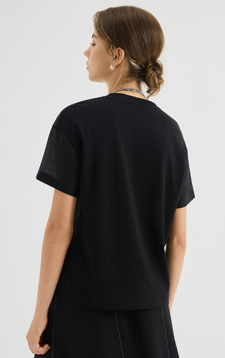 Cottn Blend Relaxed Tee with Metallic Thread Detail
