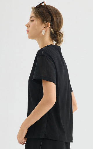 Cottn Blend Relaxed Tee with Metallic Thread Detail