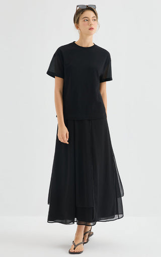Cottn Blend Relaxed Tee with Metallic Thread Detail