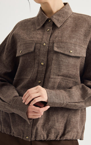 Linen-Wool Relaxed Utility Jacket