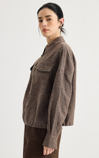 Linen-Wool Relaxed Utility Jacket