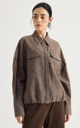Linen-Wool Relaxed Utility Jacket