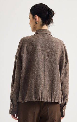 Linen-Wool Relaxed Utility Jacket