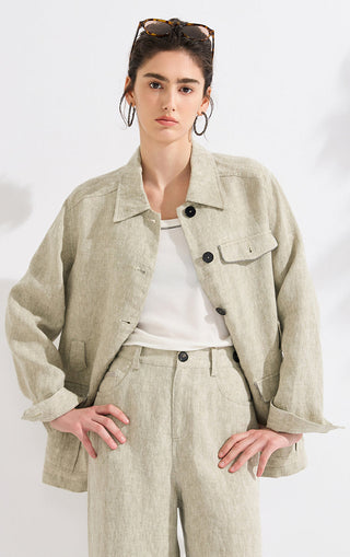 Linen Utility Tie-Waist Jacket - serathinan 
