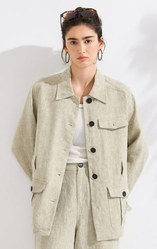 Linen Utility Tie-Waist Jacket - serathinan 