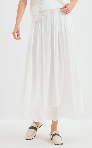 Viscose Silk Pleated Midi Skirt