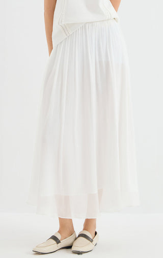 Viscose Silk Pleated Midi Skirt