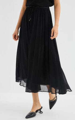 Viscose Silk Pleated Midi Skirt