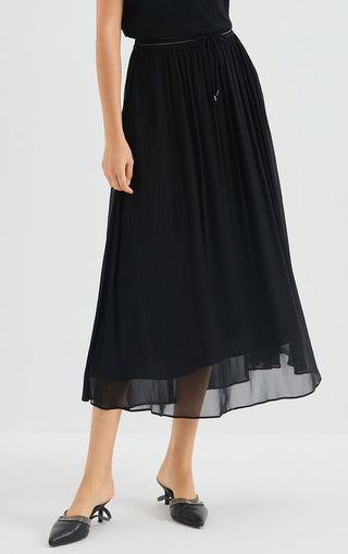 Viscose Silk Pleated Midi Skirt