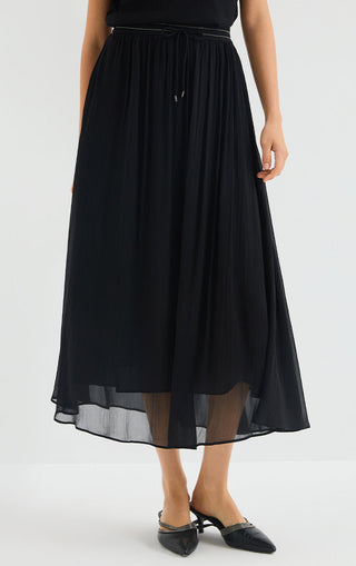 Viscose Silk Pleated Midi Skirt