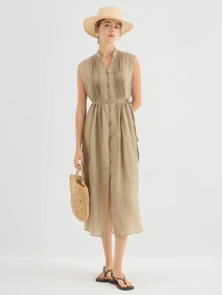 Ramie Sleeveless Midi Dress