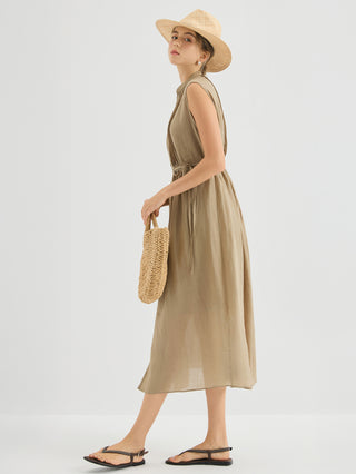 Ramie Sleeveless Midi Dress