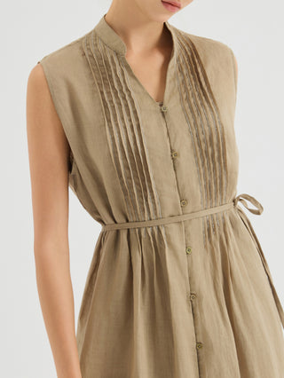Ramie Sleeveless Midi Dress