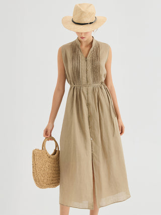 Ramie Sleeveless Midi Dress
