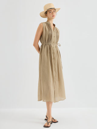 Ramie Sleeveless Midi Dress