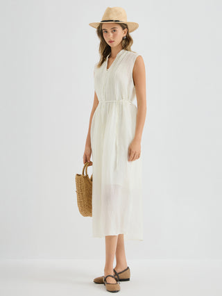 Ramie Sleeveless Midi Dress