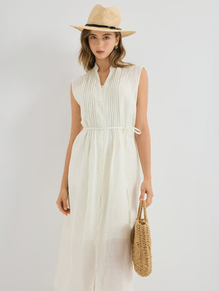 Ramie Sleeveless Midi Dress