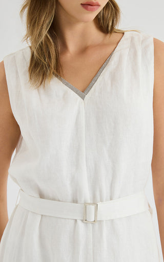 Linen Belted Midi Dress