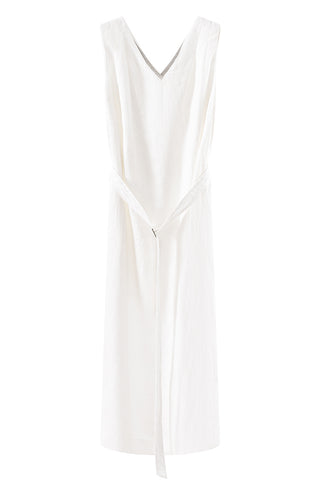 Linen Belted Midi Dress