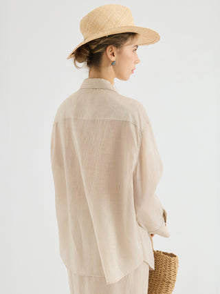 Ramie Openwork Floral Lace Shirt