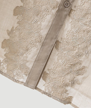 Ramie Openwork Floral Lace Shirt