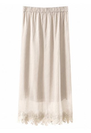 Floral Lace Hem Ramie Skirt