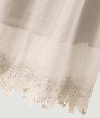 Floral Lace Hem Ramie Skirt