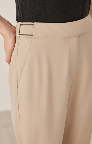 Wool Blend Tapered Pants