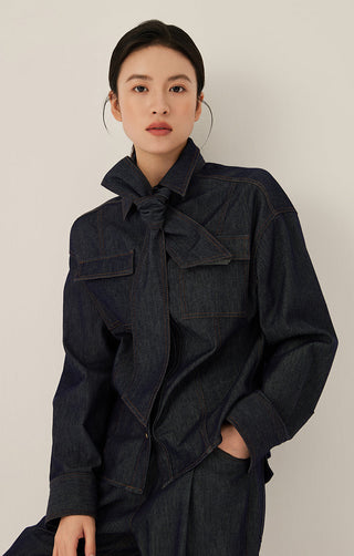 Dark Denim Women's Bow-Tie Shirt