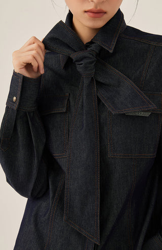 Dark Denim Women's Bow-Tie Shirt