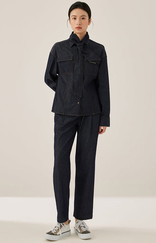 Dark Denim Women's Bow-Tie Shirt